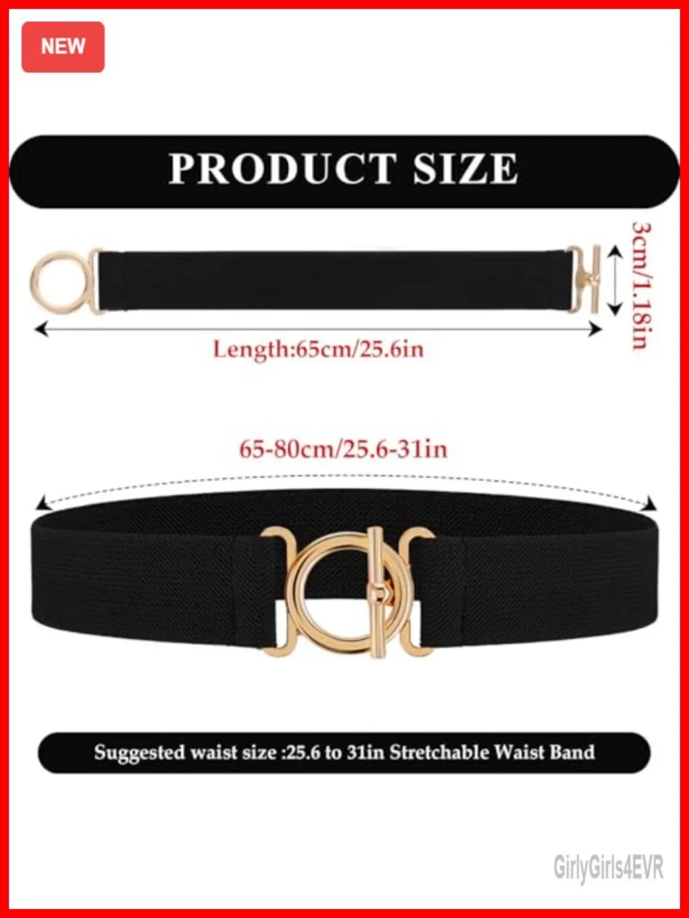 Women Elastic Belt Invisible Stretch Belt Gold Flat Buckle Skinny Waist Belt